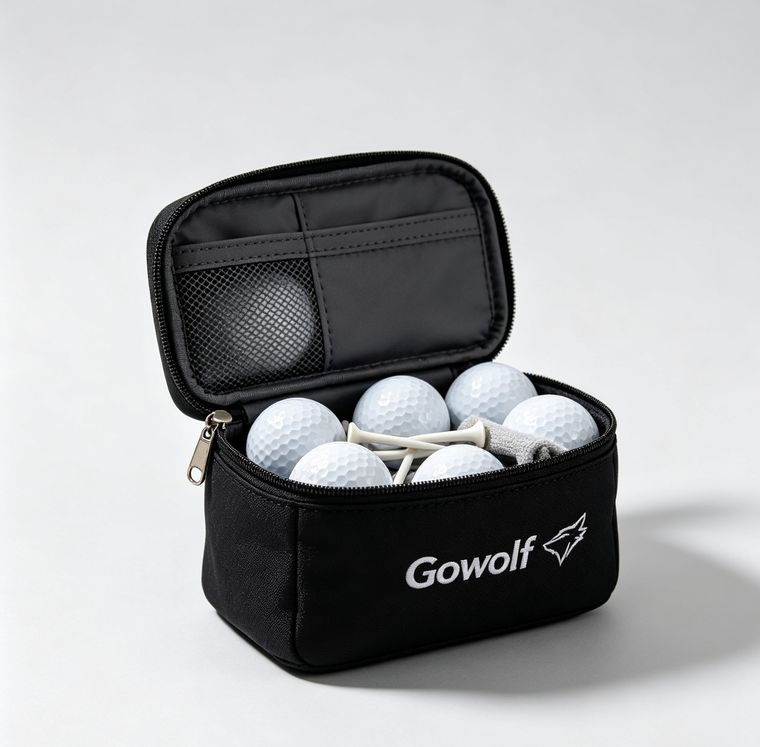 Neoprene Golf Ball Carry Bag & Tee Holder Pouch with Swivel Clip